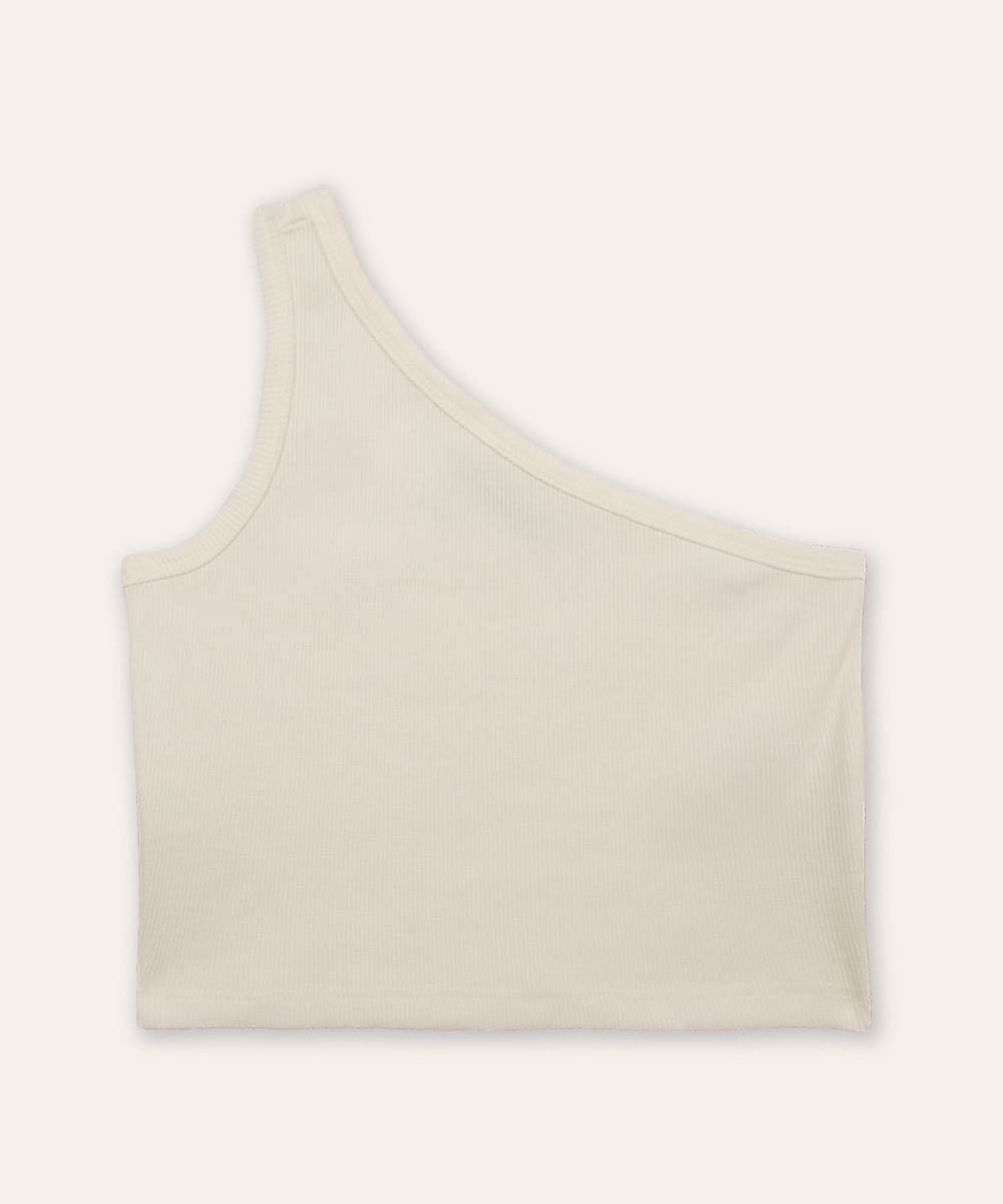 cropped juvenil ombro único off white