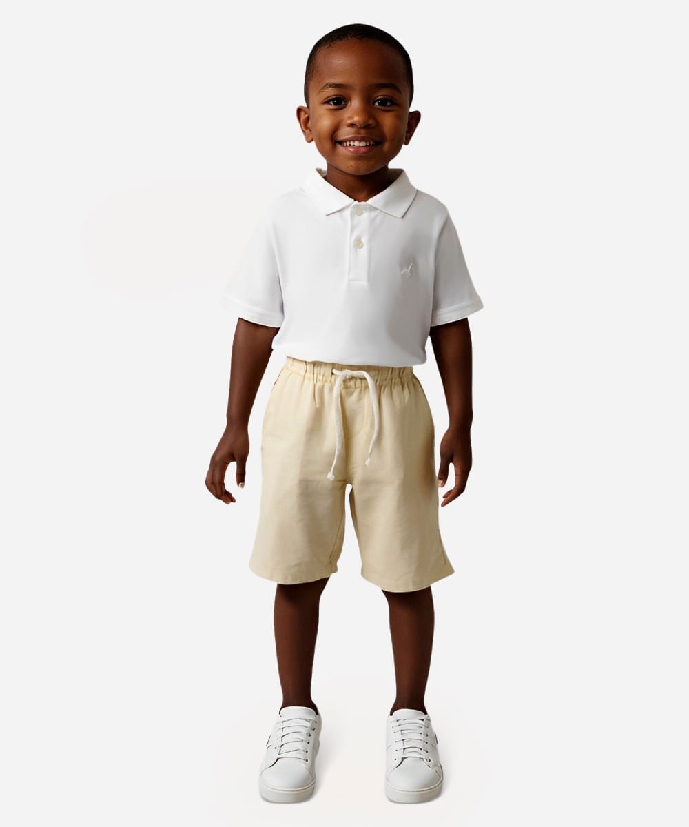 bermuda infantil cós com elástico e cordão amarela