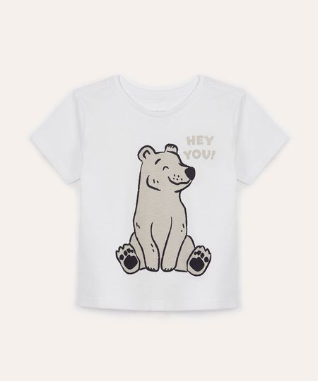 camiseta infantil de algodão urso off white 4