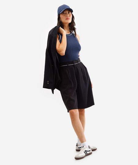 regata feminina de viscose canelada azul PP regata feminina de viscose canelada azul PP