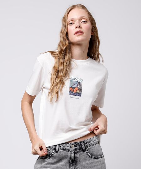 camiseta feminina de algodão paul cézane mindset off white P