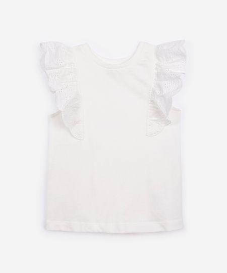 regata de algodão infantil com babados off white 4