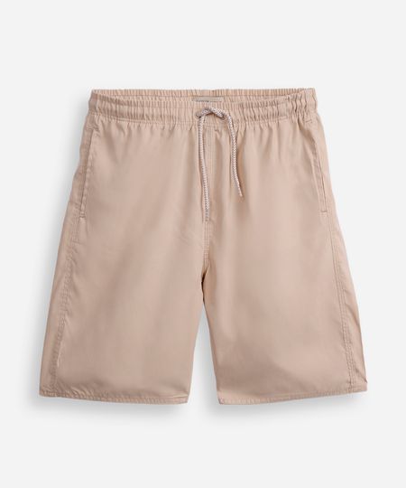 bermuda reta juvenil cós com elástico texturizada bege 12 bermuda reta juvenil cós com elástico texturizada bege 12