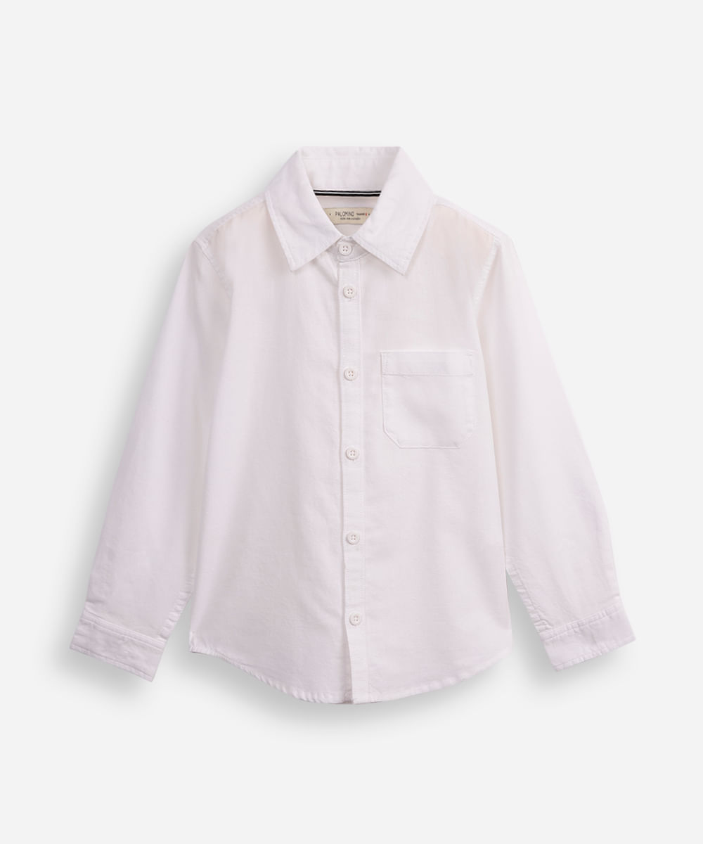 camisa de algodão infantil com bolso off white