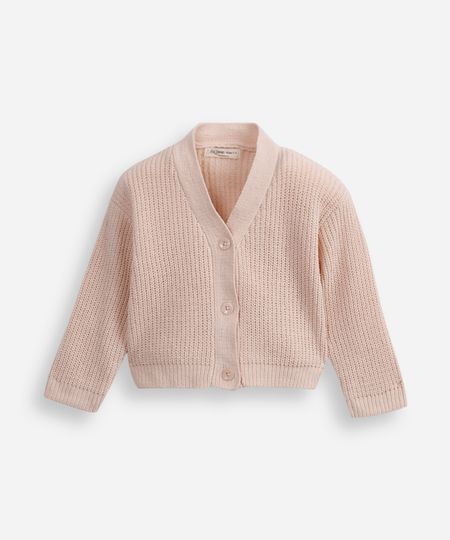 cardigan infantil de tricot texturizado bege 4