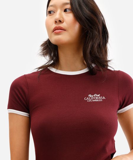 cropped feminino de algodão california vinho M cropped feminino de algodão california vinho M