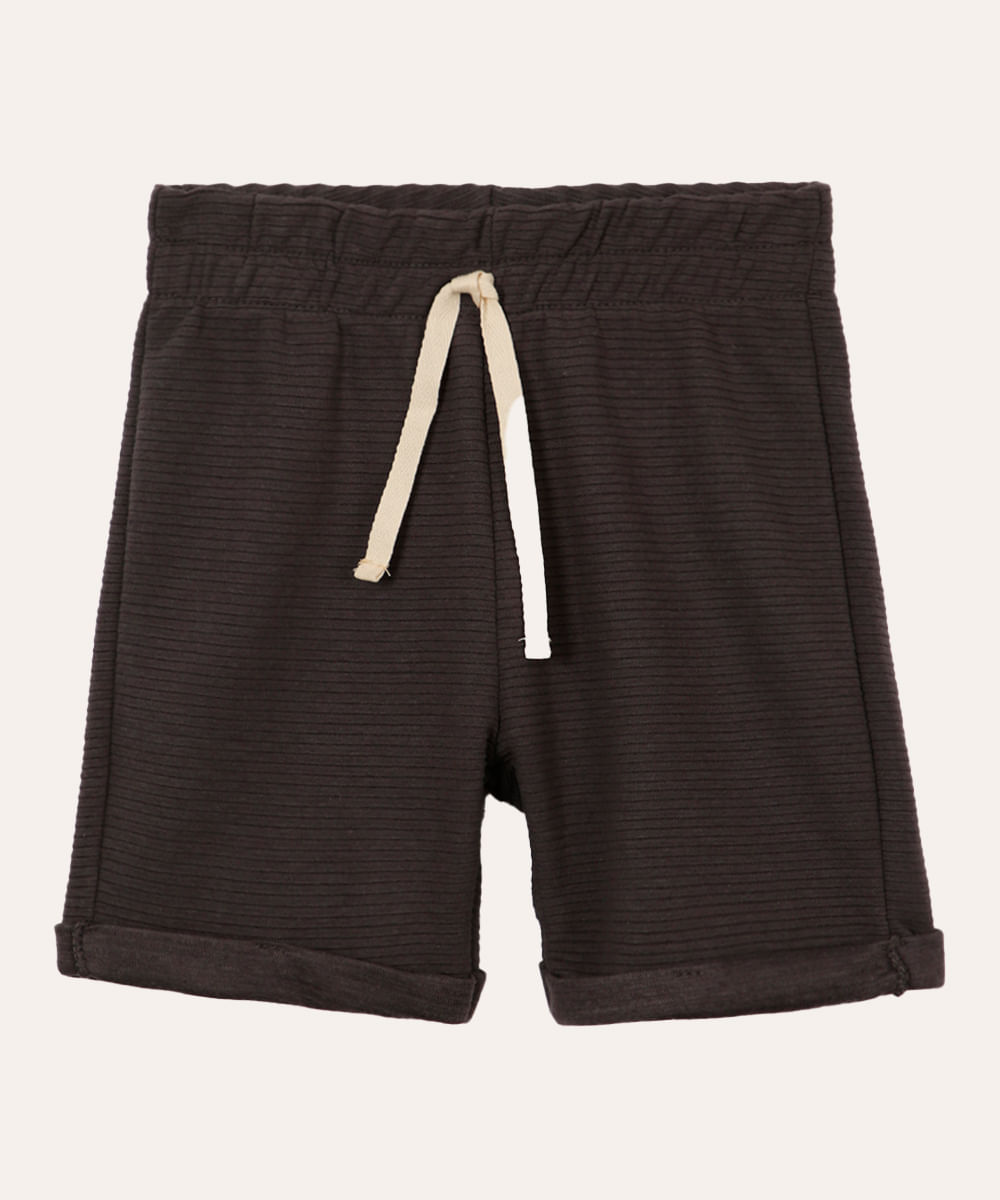 bermuda infantil de malha texturizada cinza