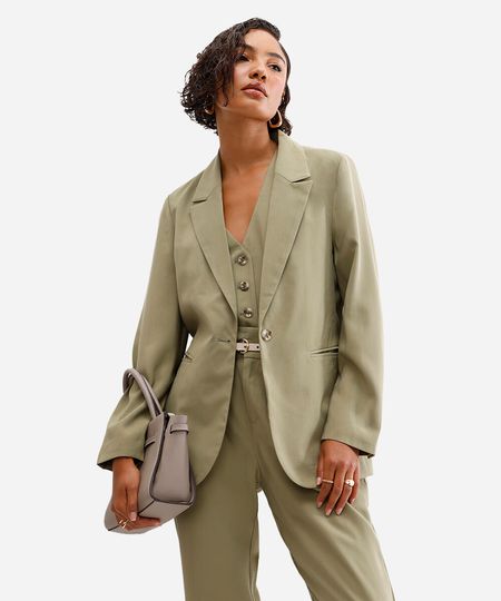 blazer de alfaiataria feminino com viscose verde GG