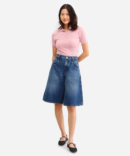 bermuda jorts feminina jeans azul 38