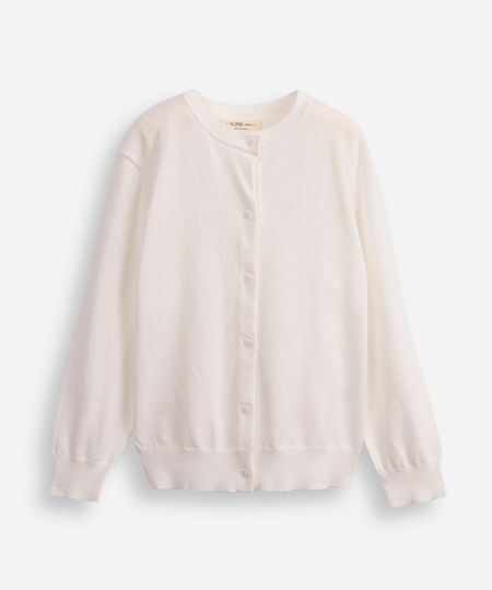 cardigan de algodão infantil canelado off white 8 cardigan de algodão infantil canelado off white 8