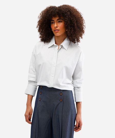 camisa oversized feminina de algodão off white PP