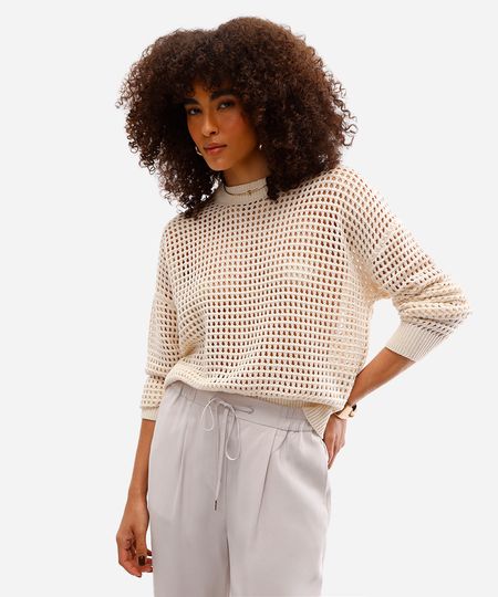 suéter feminino de tricot bege PP