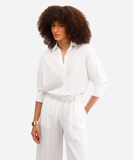 camisa com linho off white PP