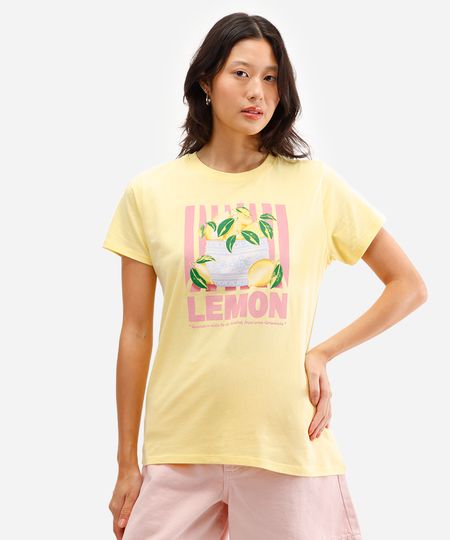 camiseta feminina de algodão lemon amarela PP camiseta feminina de algodão lemon amarela PP