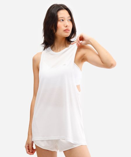 regata feminina esportiva ace de viscose alongada branca GG