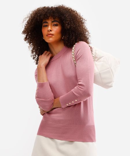 suéter feminino de tricot rosa P