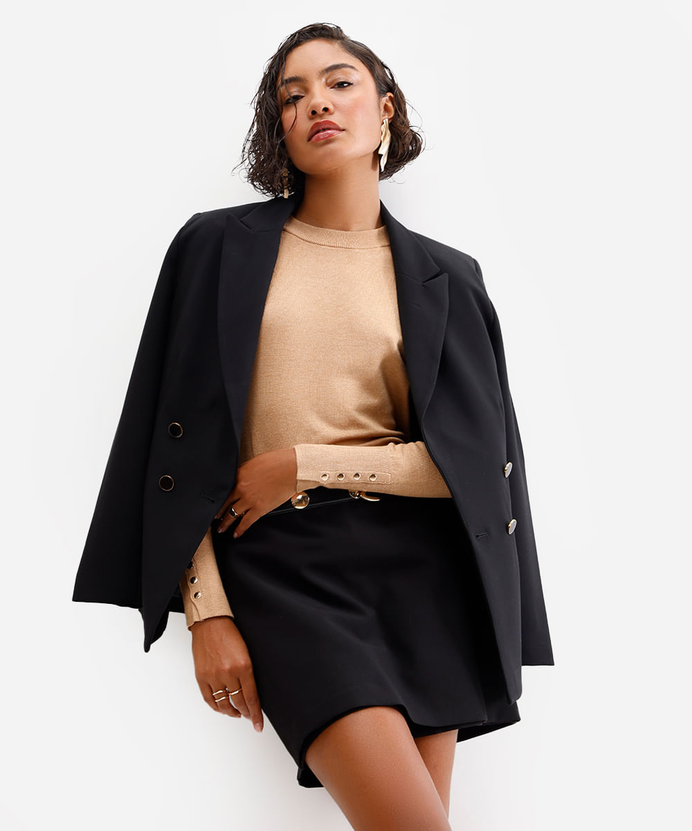 suéter de tricô com botões vinho - camelo