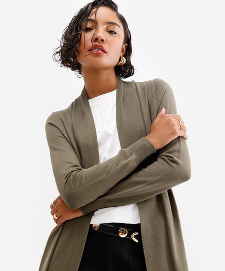 cardigan de tricô detalhe canelado bordô - verde escuro P cardigan de tricô detalhe canelado bordô - verde escuro P