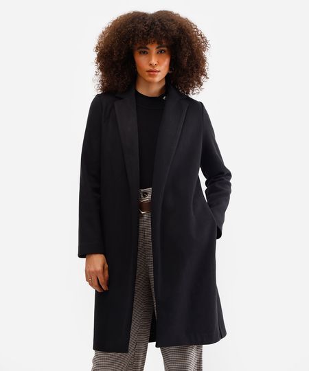 casaco longo feminino texturizado preto P