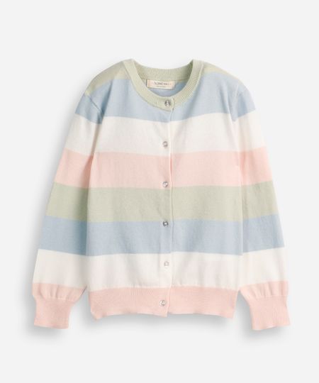 cardigan de algodão infantil listrado colorido 6
