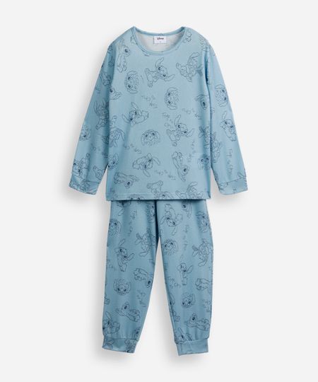 pijama longo infantil time to chill stitch azul 10