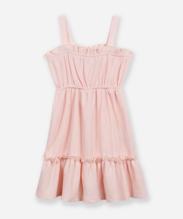 vestido infantil com babados texturizado rosa 5