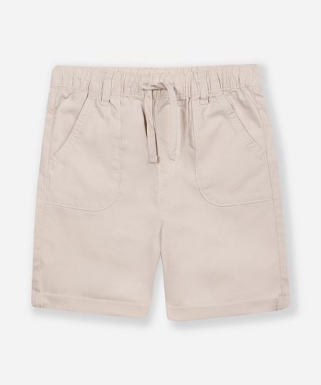 bermuda reta infantil com bolsos bege 3