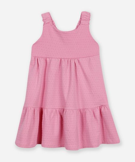 vestido de algodão infantil poá rosa 2