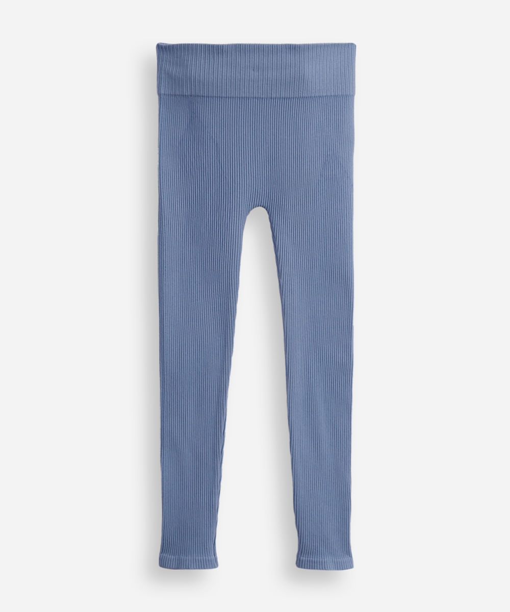 calça legging infantil de poliamida sem costura azul