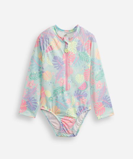 maiô infantil texturizado folhagem verde 4