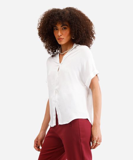 camisa feminina de viscose manga curta off white M