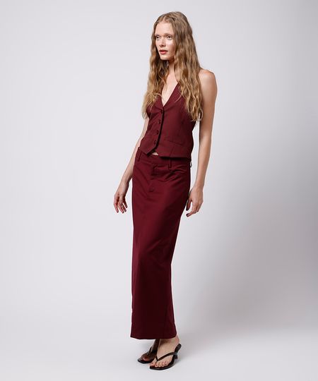 saia longa feminina de alfaiataria com fenda mindset vinho 40 saia longa feminina de alfaiataria com fenda mindset vinho 40