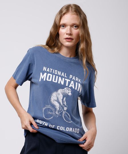 camiseta feminina de algodão national park mindset azul PP