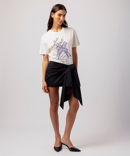 saia curta feminina com laço mindset lo de lui preta 44 saia curta feminina com laço mindset lo de lui preta 44