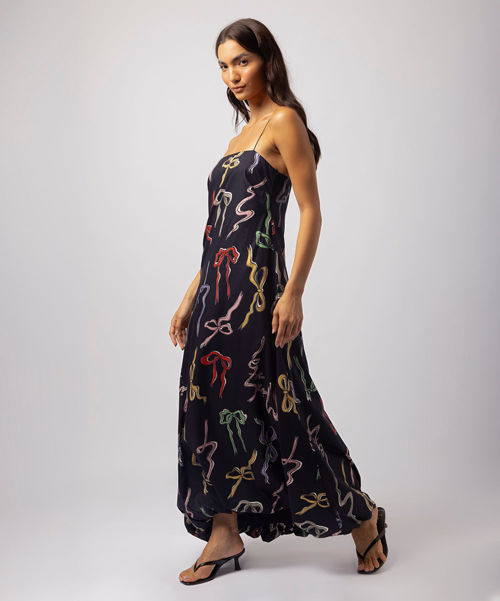 vestido balonê feminino laços mindset lo de lui preto
