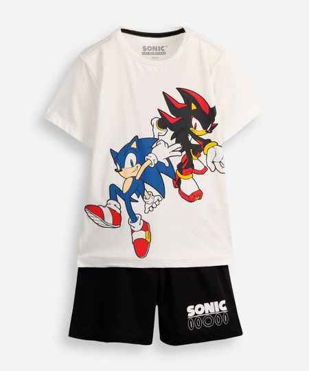pijama curto infantil sonic e shadow off white 12 pijama curto infantil sonic e shadow off white 12