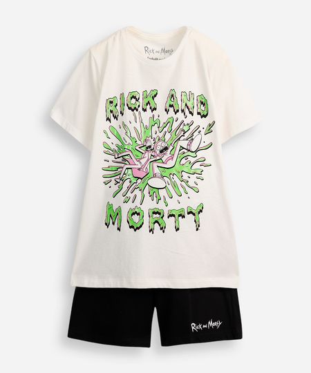 pijama curto juvenil rick e morty off white 16 pijama curto juvenil rick e morty off white 16