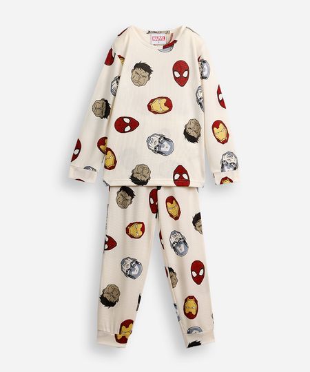 pijama longo infantil os vingadores off white 2
