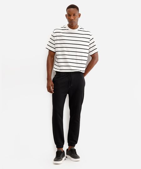 calça básica jogger masculina de moletom preto GG