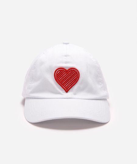 boné de sarja aba curva coração branco UNICO
