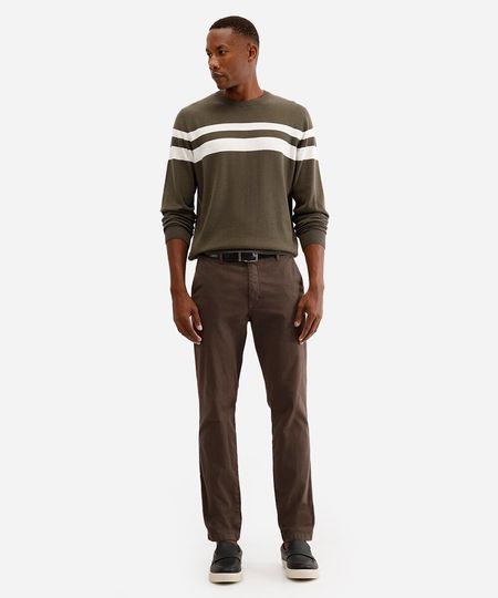 calça chino slim masculina de sarja marrom 38
