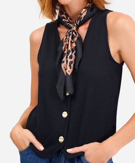 lenço feminino acetinado animal print marrom UNICO