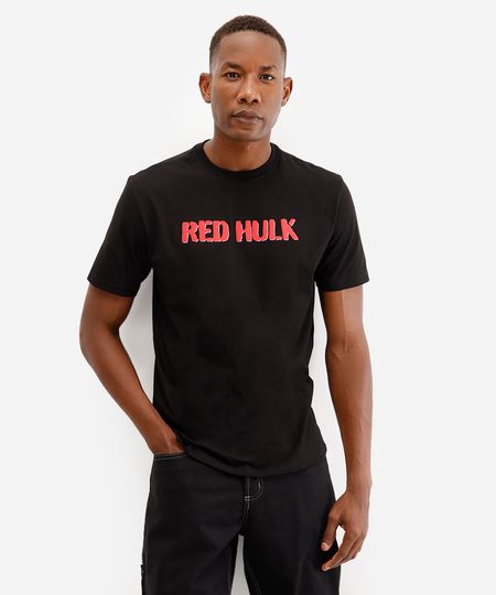 camiseta comfort masculina de algodão red hulk preta P