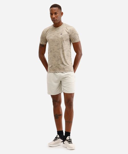 short reto com cós duplo esportivo ace bege M
