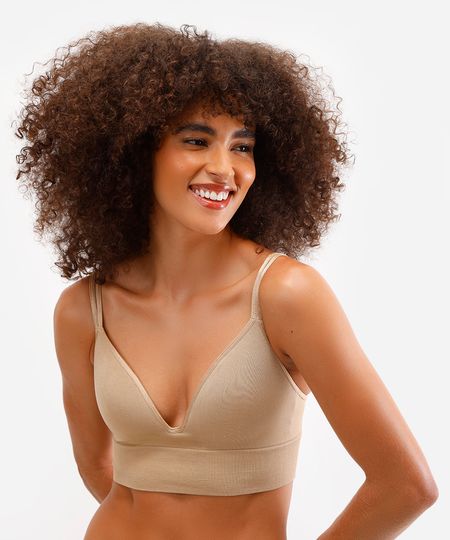 sutiã triângulo feminino com bojo sem costura bege G sutiã triângulo feminino com bojo sem costura bege G