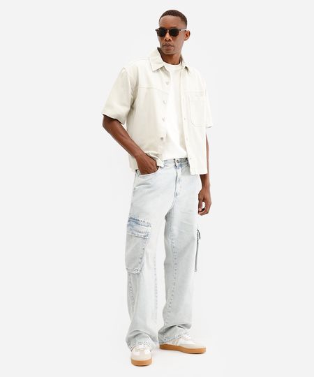 calça masculina cargo jeans azul 38