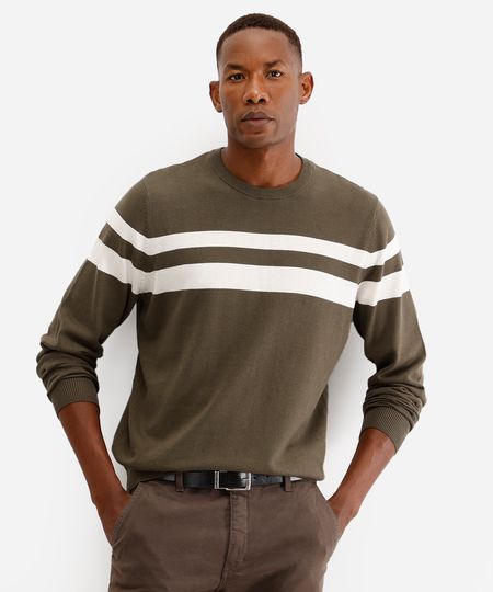 suéter comfort de tricot listrado verde M suéter comfort de tricot listrado verde M