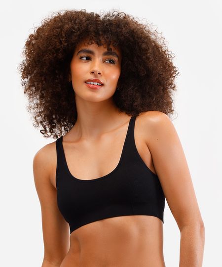 sutiã triângulo feminino com bojo removível preto M sutiã triângulo feminino com bojo removível preto M