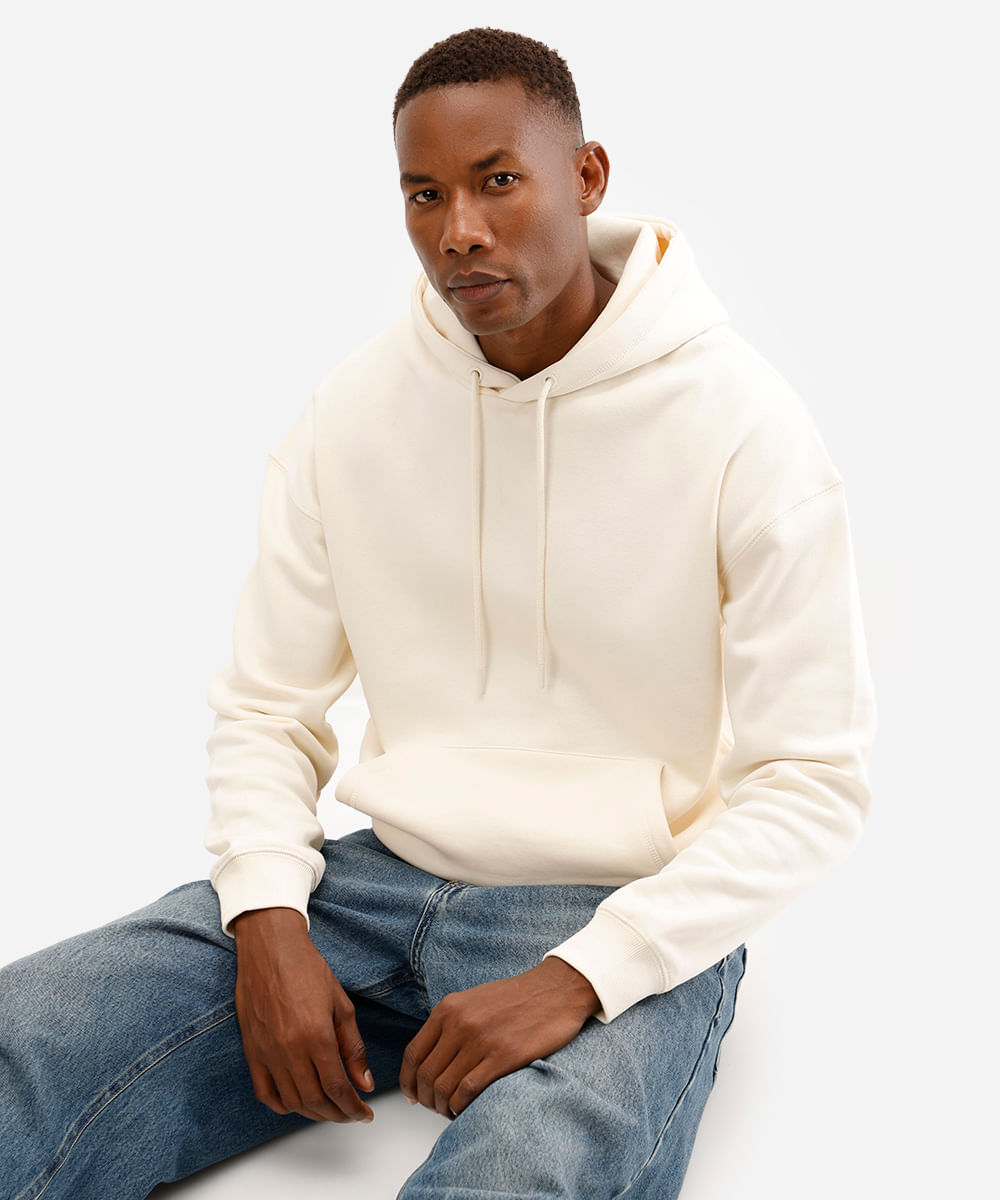 blusão oversized masculino de moletom com capuz off white