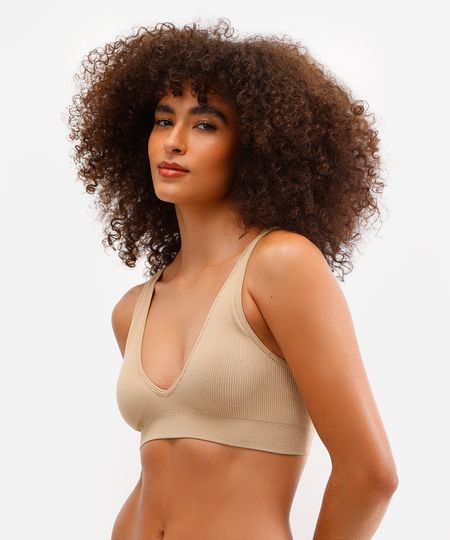 sutiã triângulo feminino com bojo removível bege P sutiã triângulo feminino com bojo removível bege P